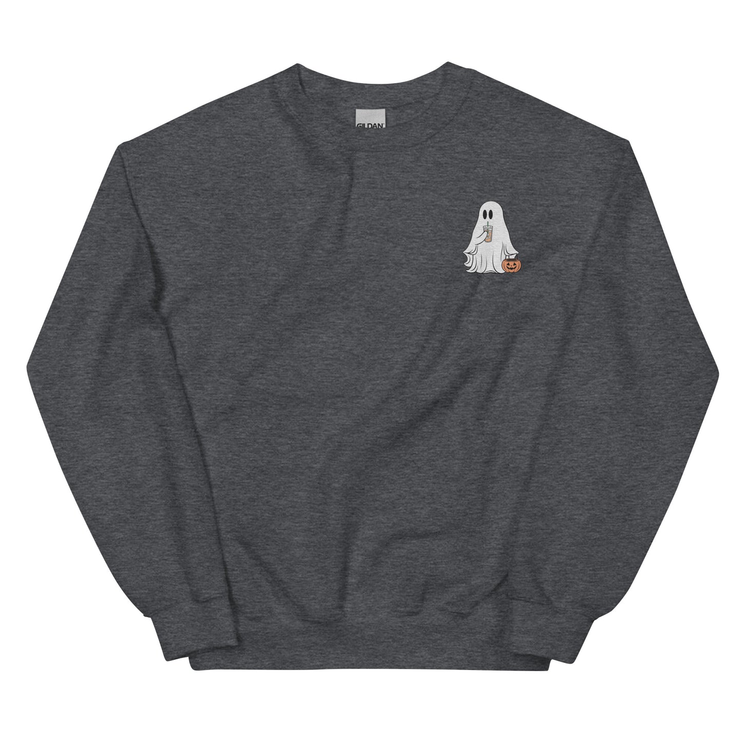 Little Ghost With Iced Coffee Embroidered Sweatshirt