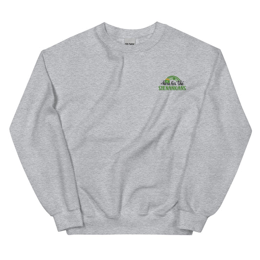 Here for the Shenanigans St. Patrick's Day Embroidered Sweatshirt