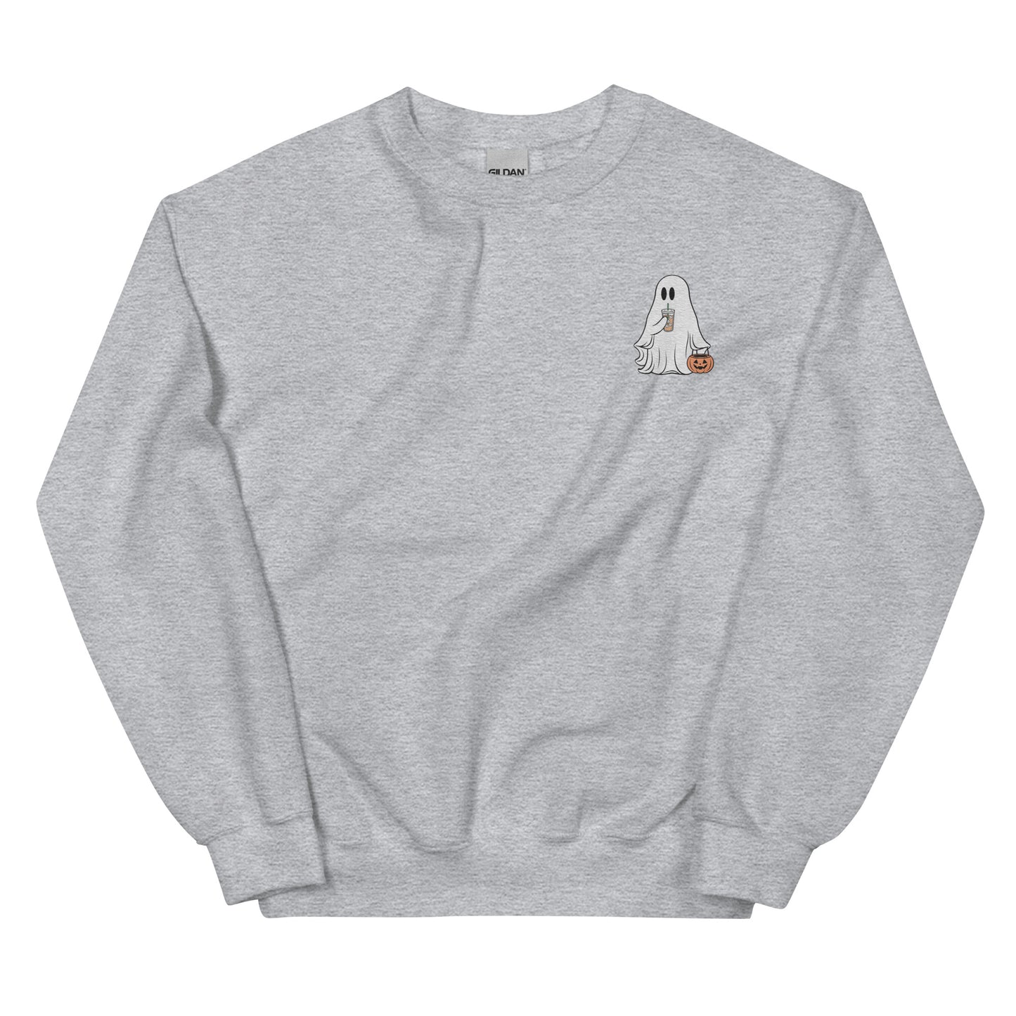 Little Ghost With Iced Coffee Embroidered Sweatshirt