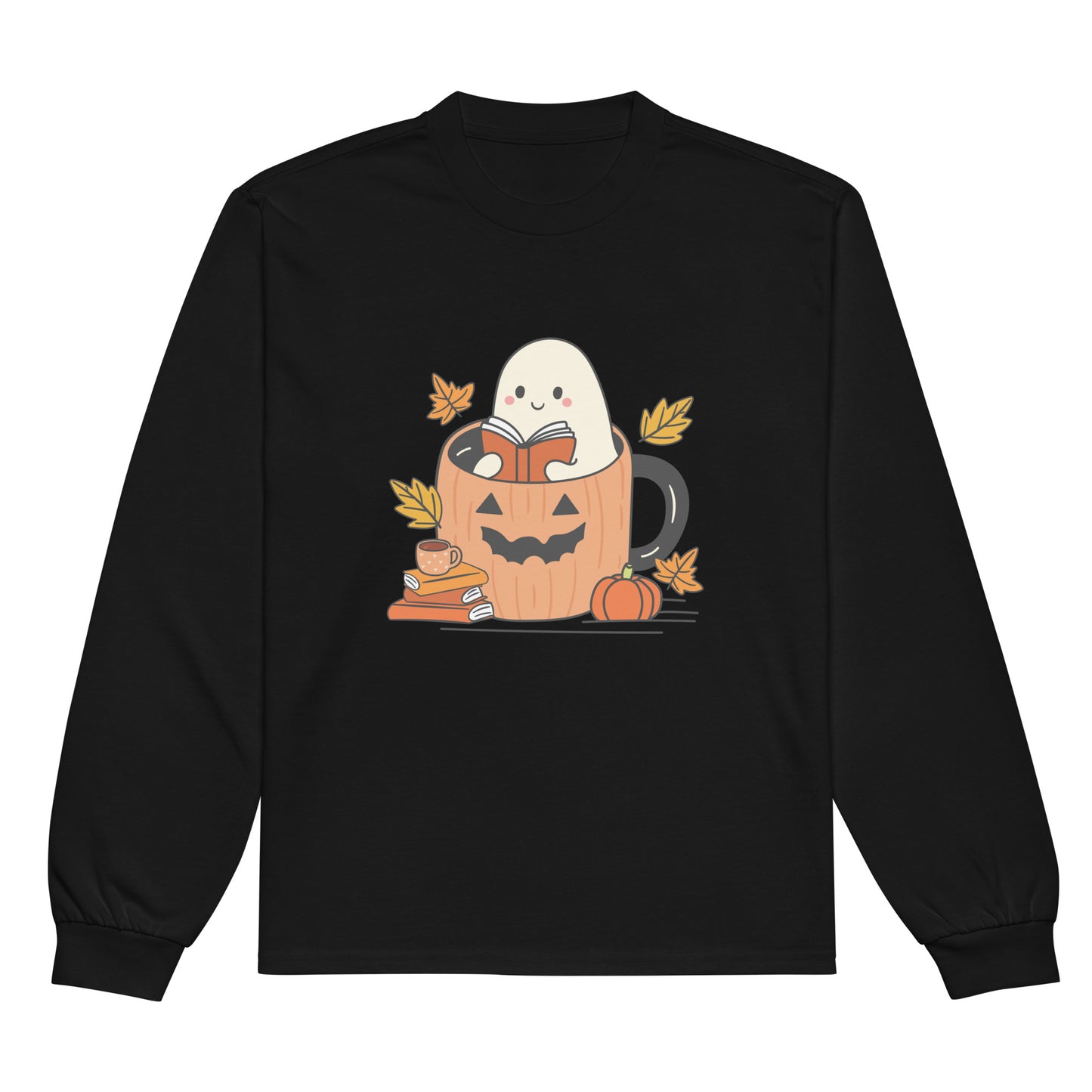 Ghosts, Books & Coffee Mugs Long Sleeve Shirt