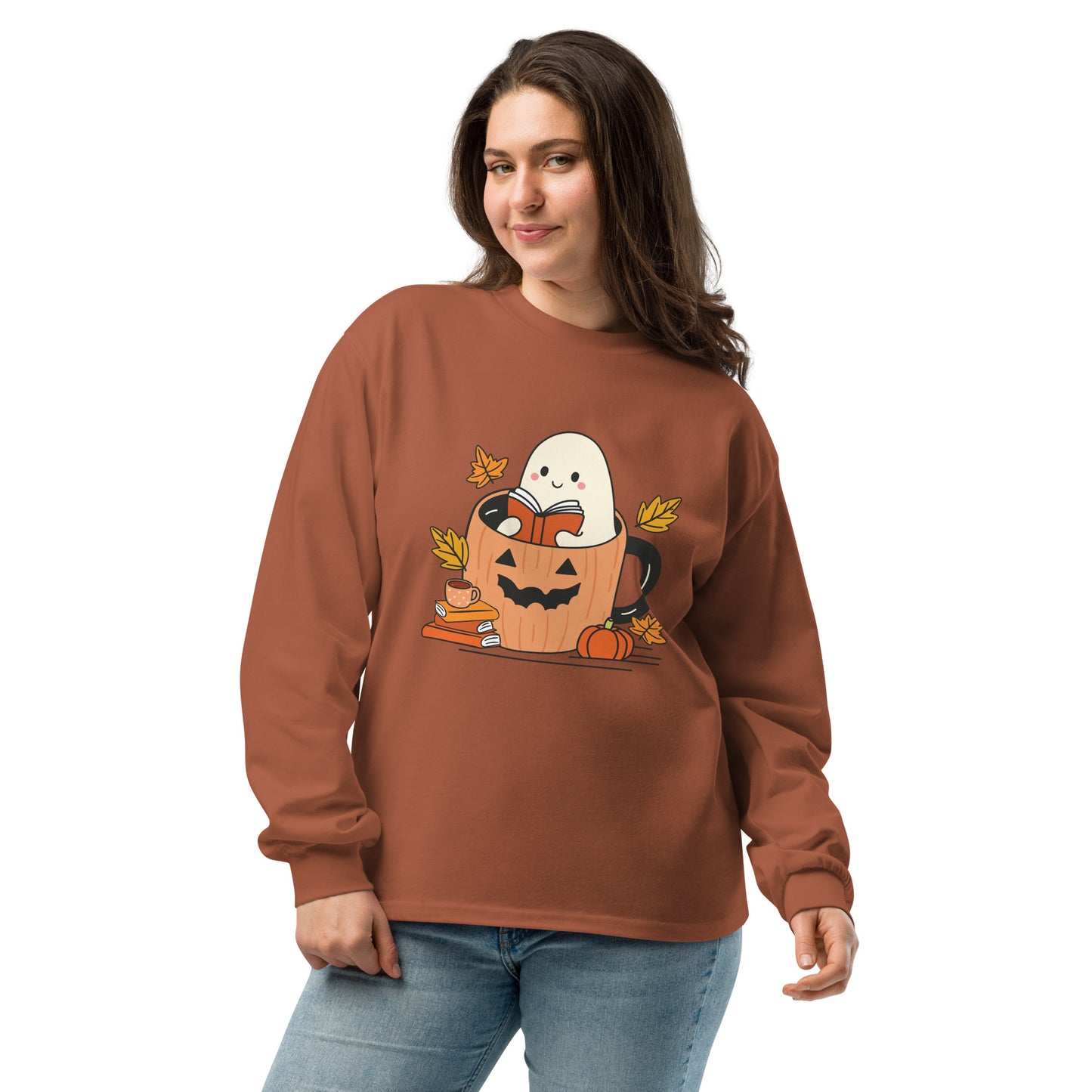 Ghosts, Books & Coffee Mugs Long Sleeve Shirt