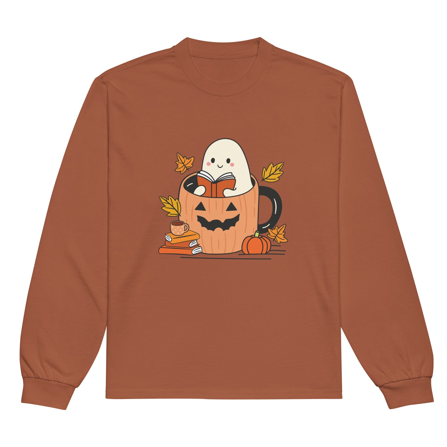 Ghosts, Books & Coffee Mugs Long Sleeve Shirt