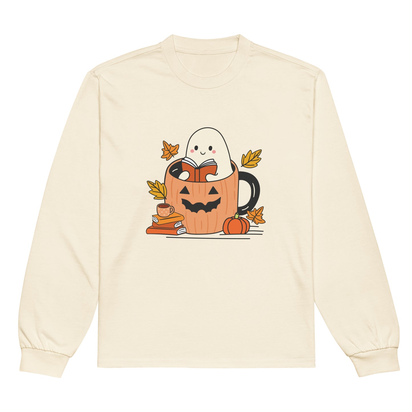 Ghosts, Books & Coffee Mugs Long Sleeve Shirt