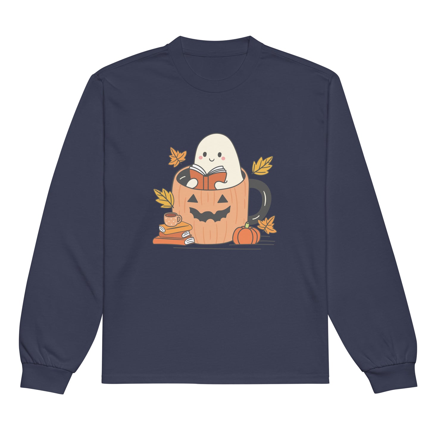 Ghosts, Books & Coffee Mugs Long Sleeve Shirt