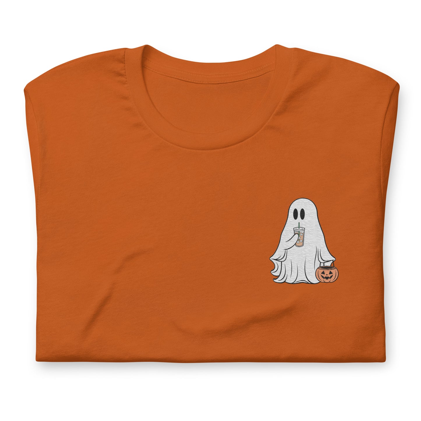 Little Ghost With Iced Coffee Embroidered T-shirt