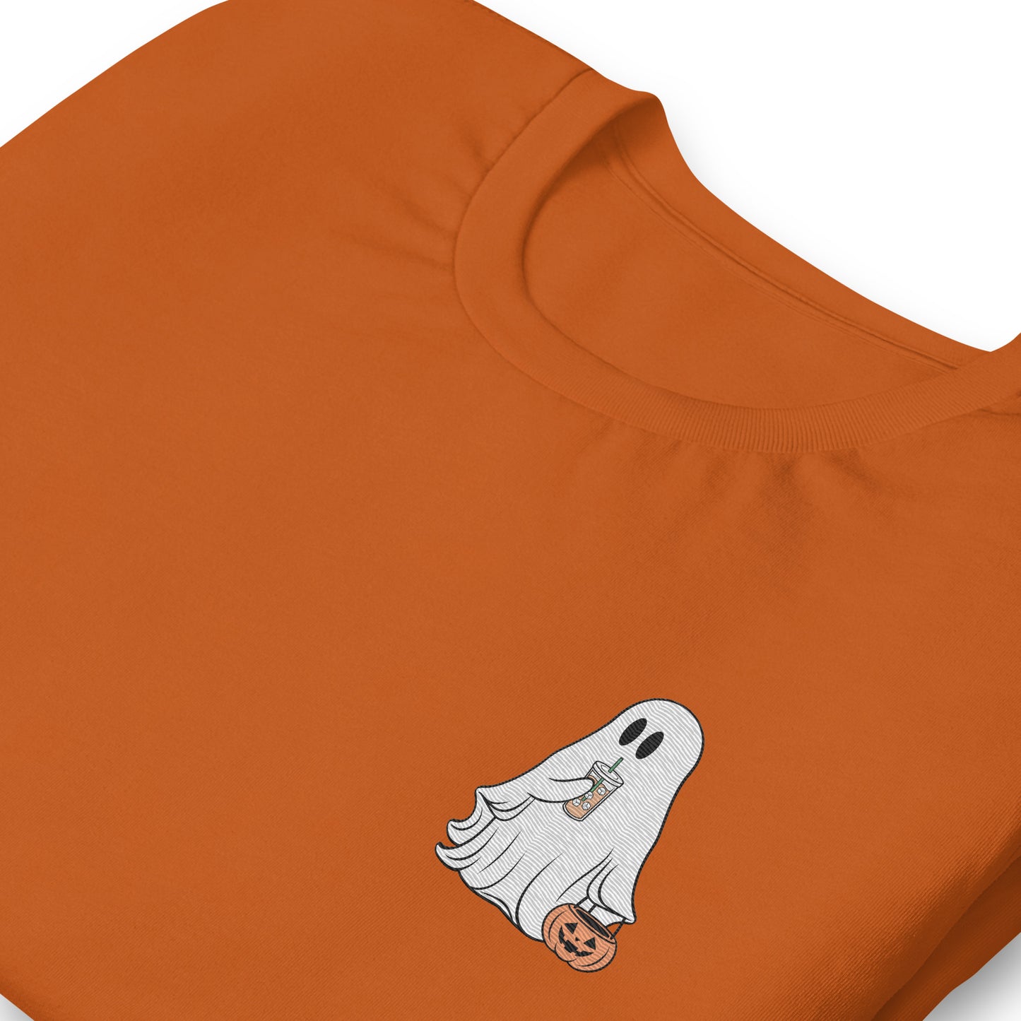 Little Ghost With Iced Coffee Embroidered T-shirt