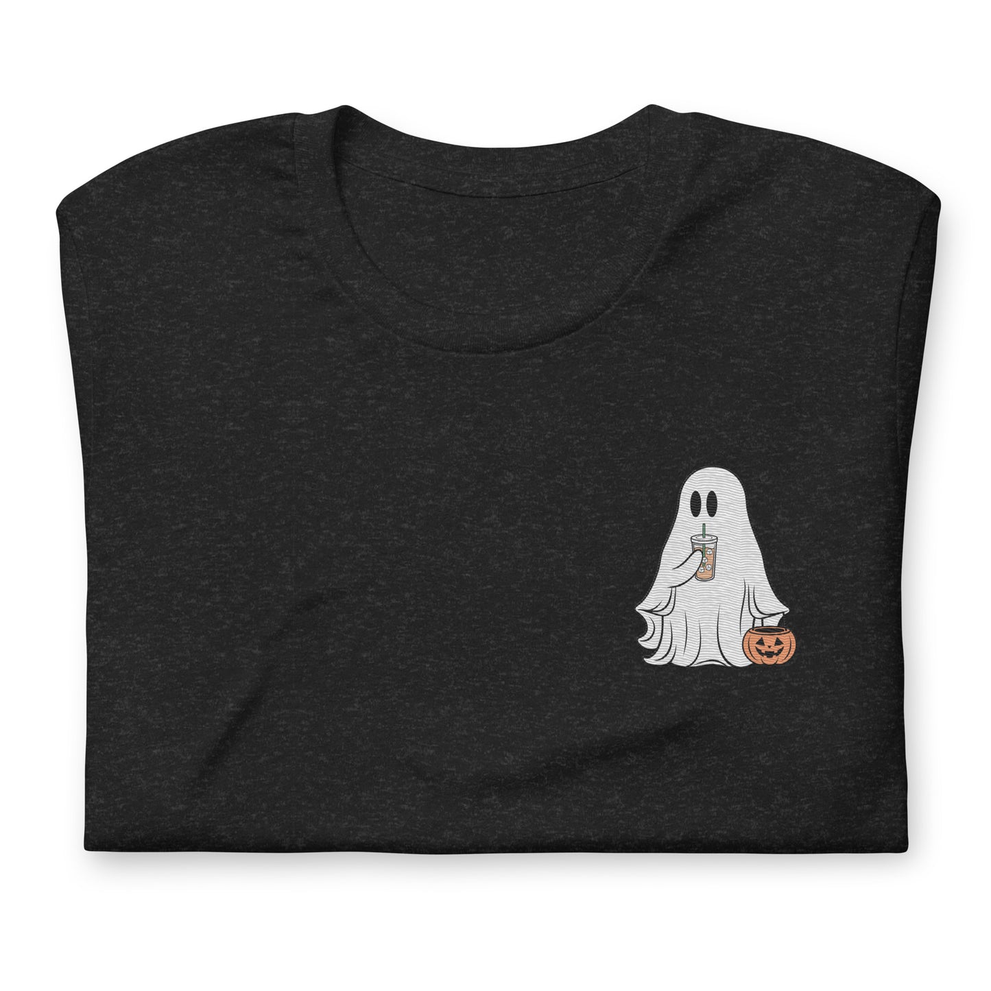 Little Ghost With Iced Coffee Embroidered T-shirt