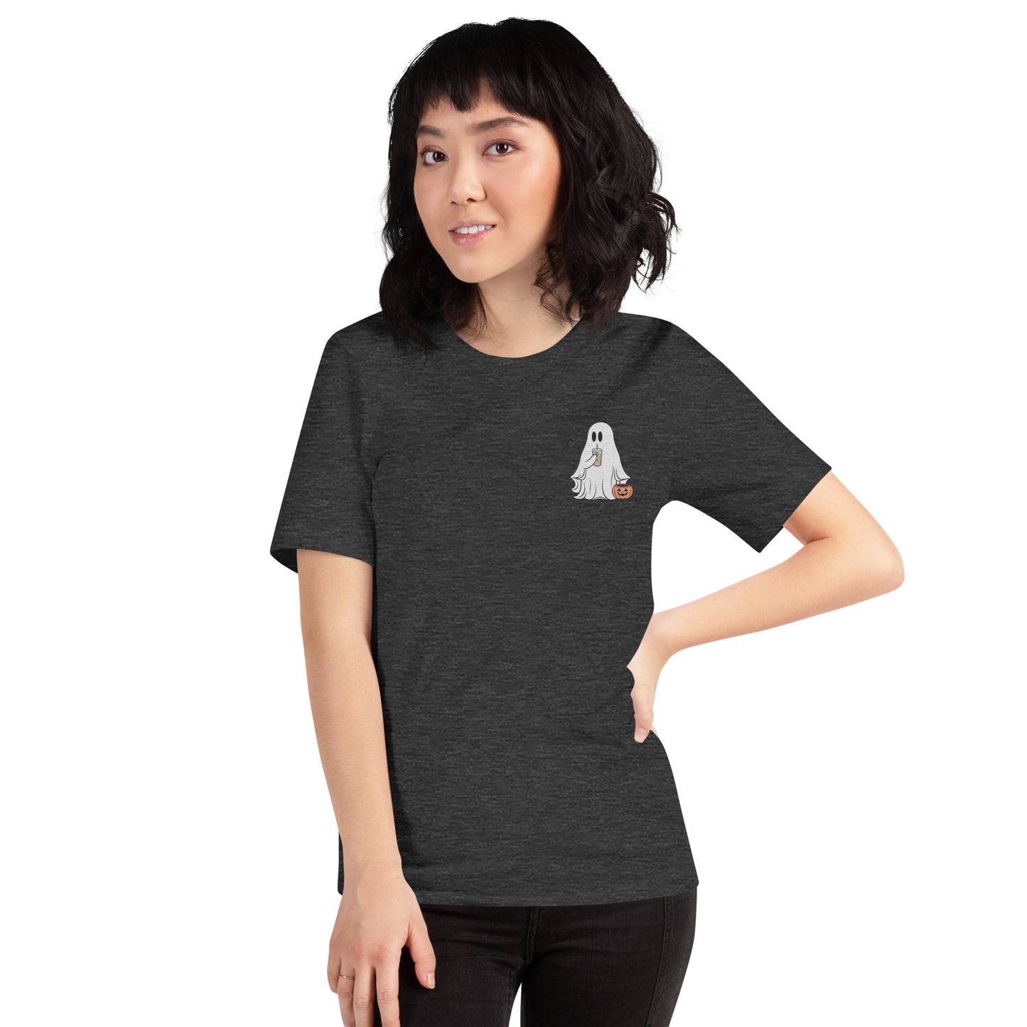 Little Ghost With Iced Coffee Embroidered T-shirt