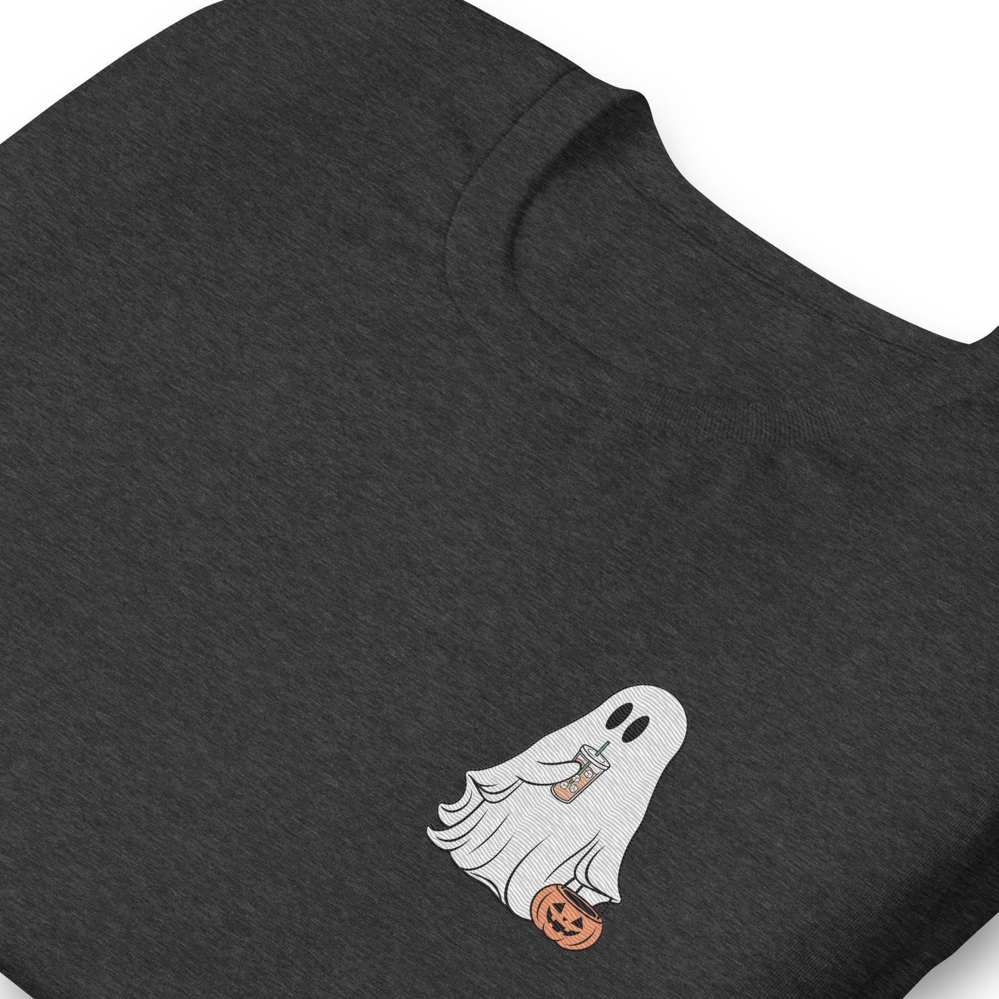 Little Ghost With Iced Coffee Embroidered T-shirt