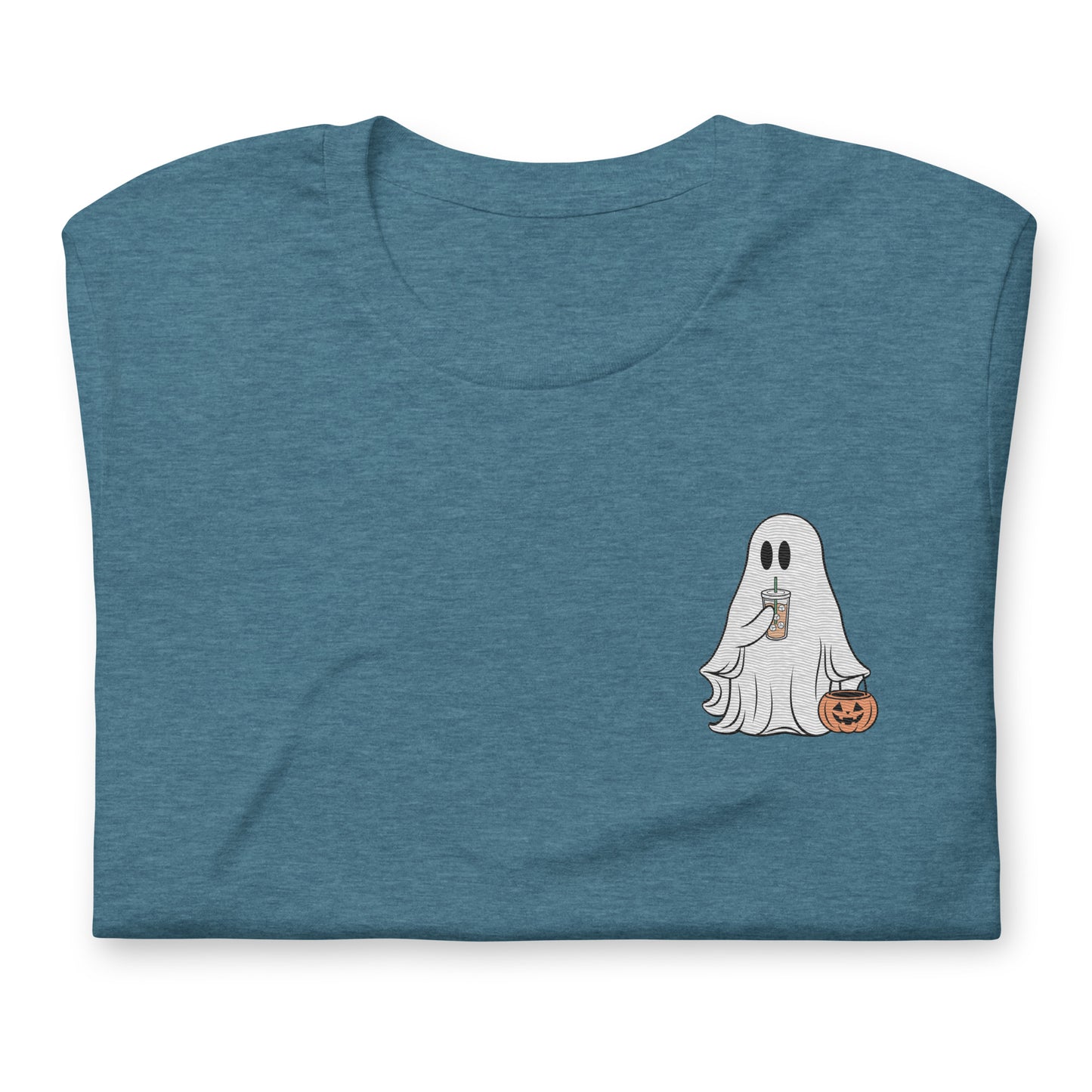 Little Ghost With Iced Coffee Embroidered T-shirt