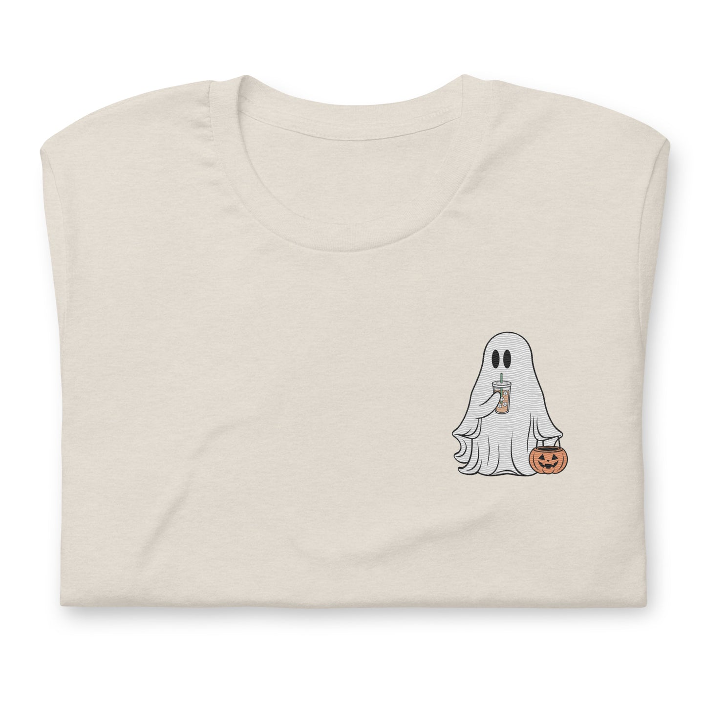 Little Ghost With Iced Coffee Embroidered T-shirt