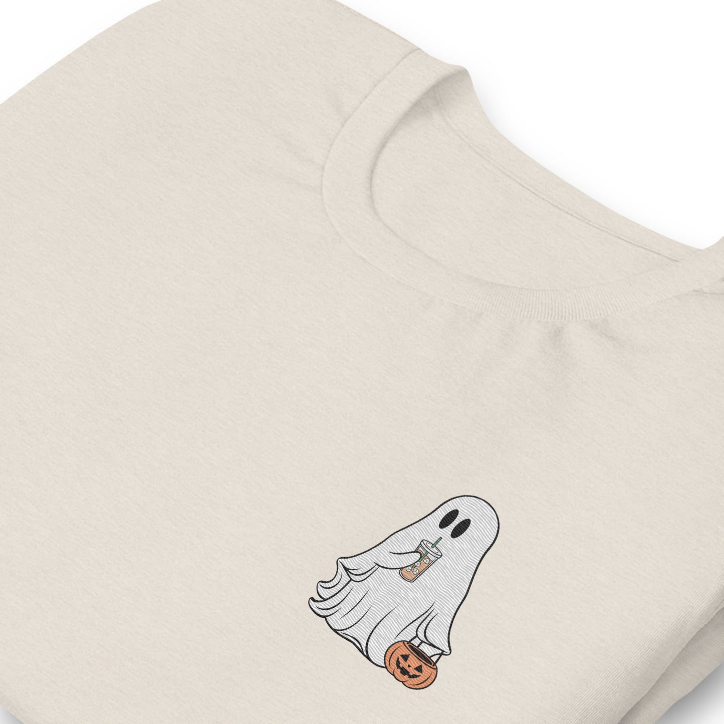 Little Ghost With Iced Coffee Embroidered T-shirt