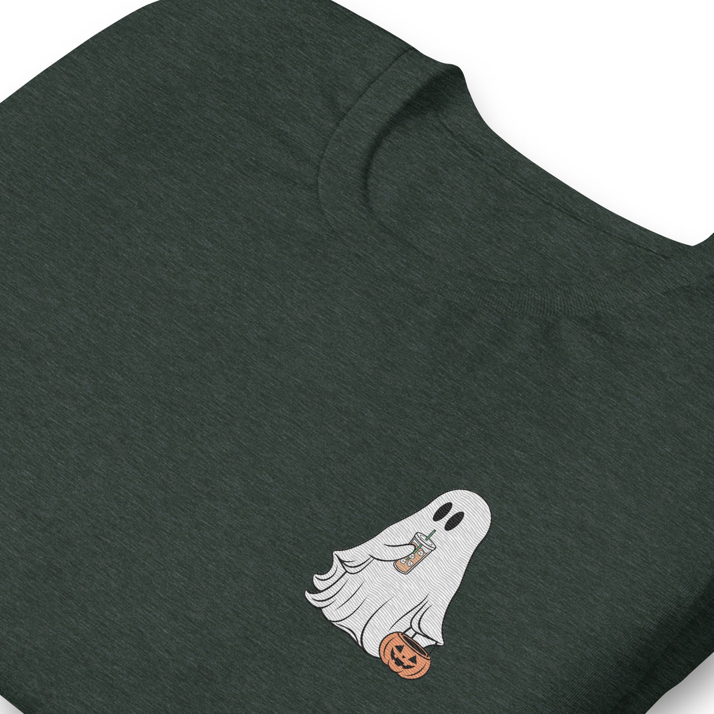 Little Ghost With Iced Coffee Embroidered T-shirt