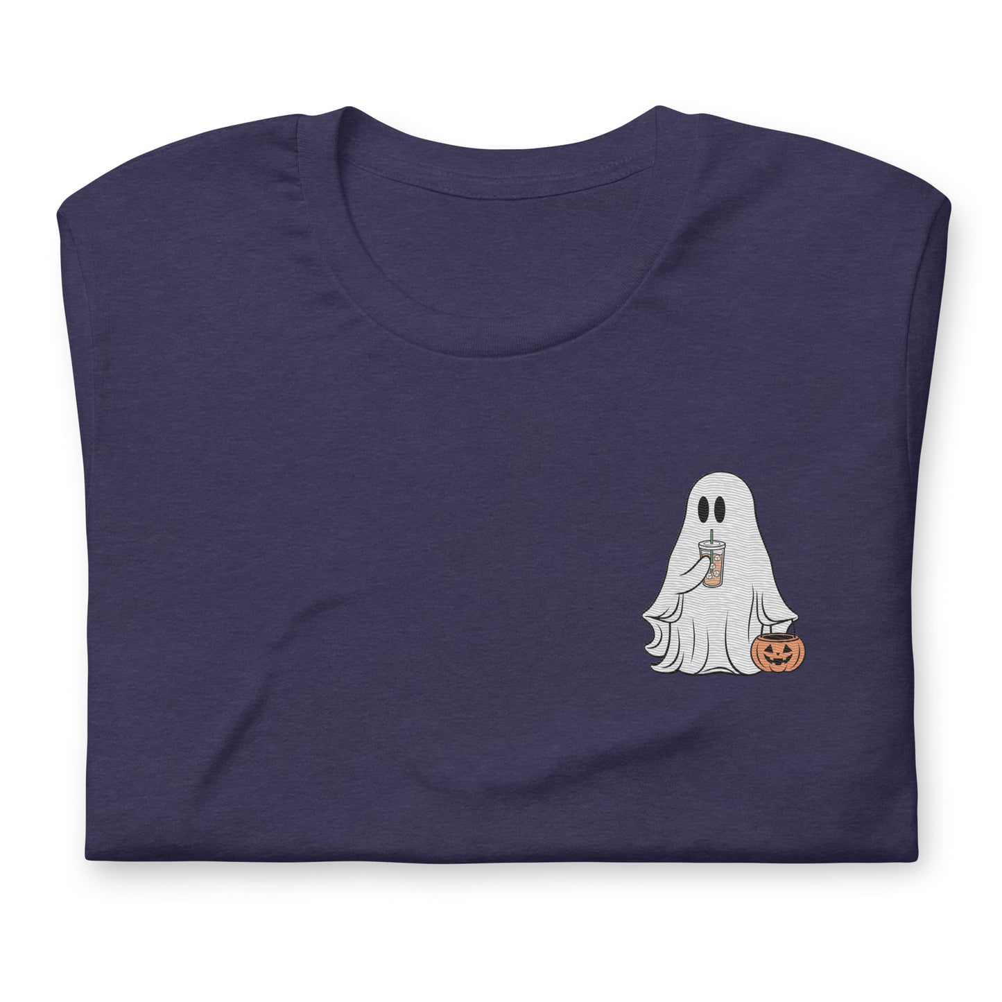 Little Ghost With Iced Coffee Embroidered T-shirt