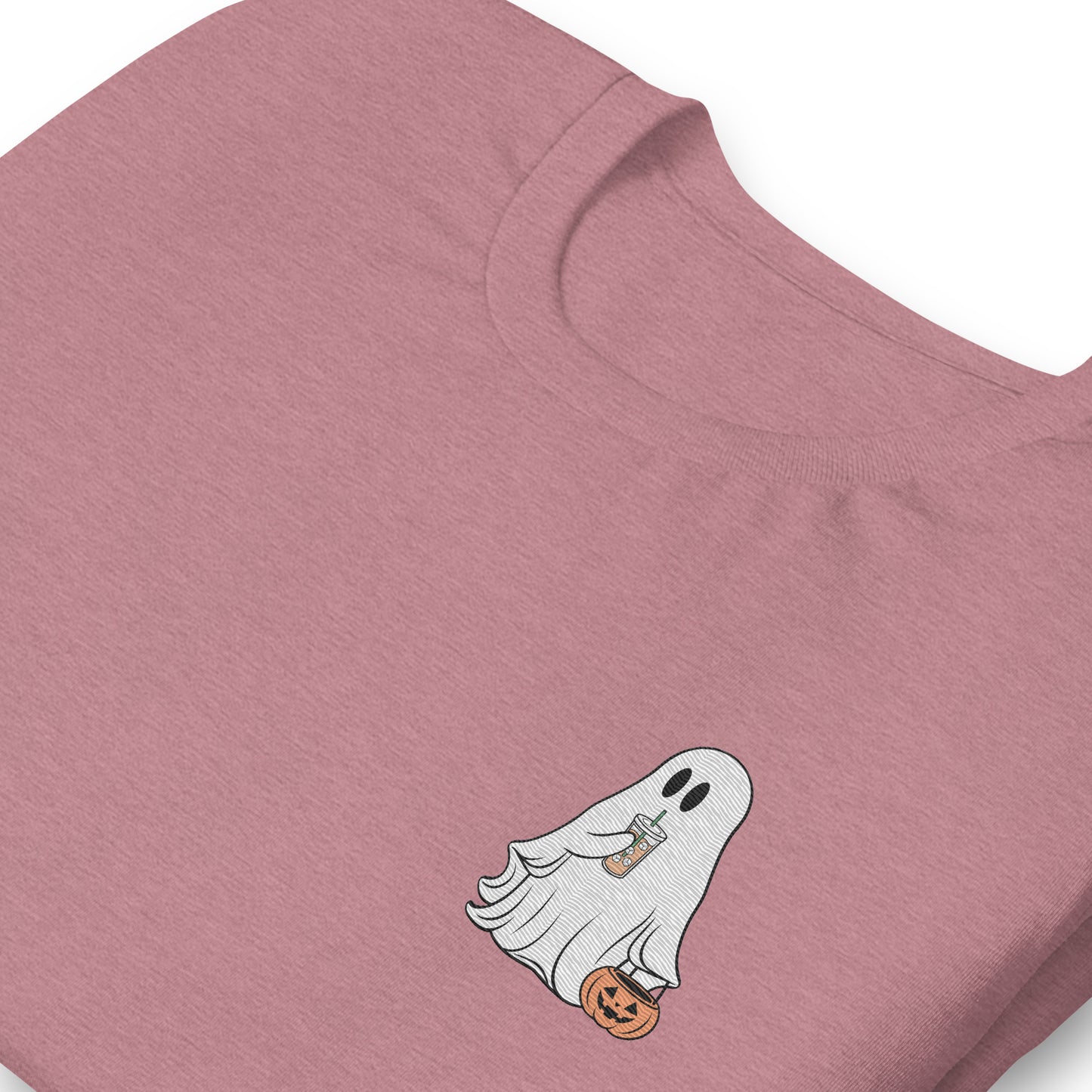 Little Ghost With Iced Coffee Embroidered T-shirt