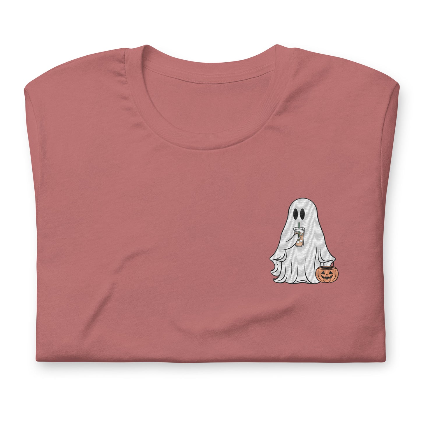 Little Ghost With Iced Coffee Embroidered T-shirt