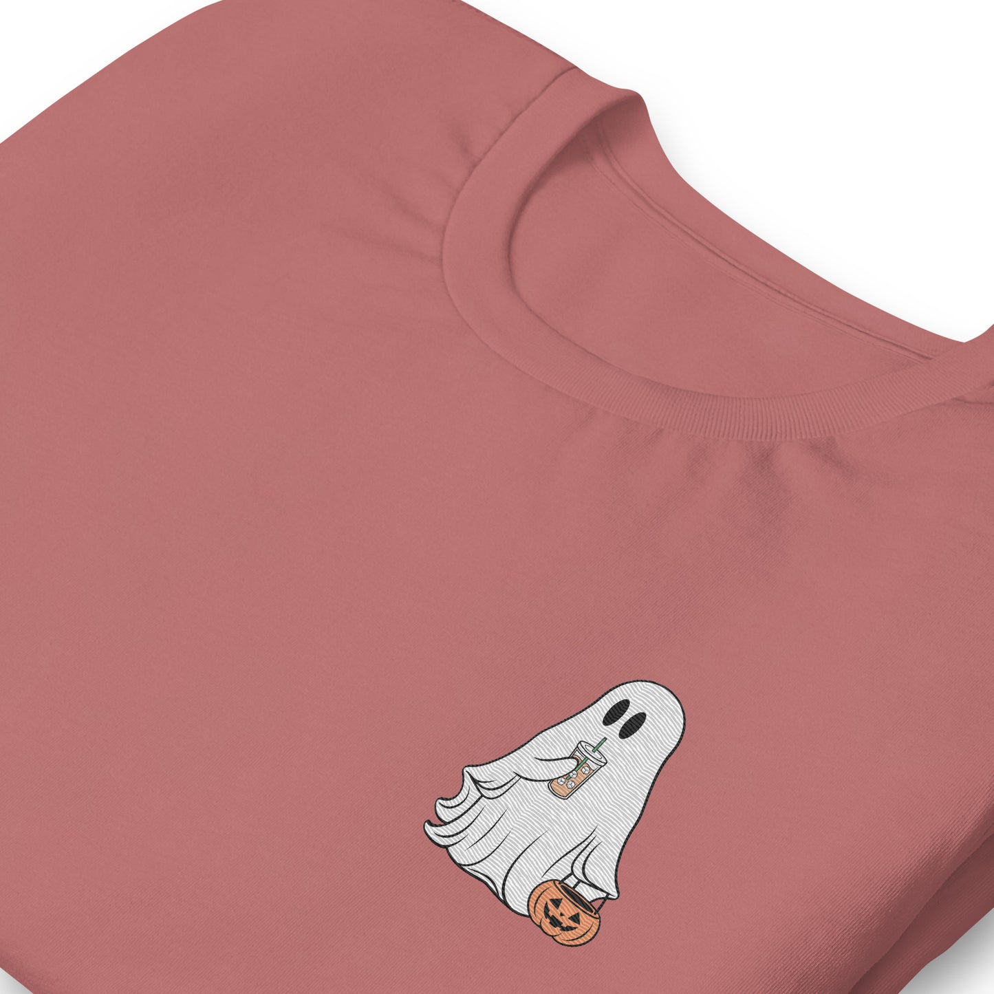 Little Ghost With Iced Coffee Embroidered T-shirt