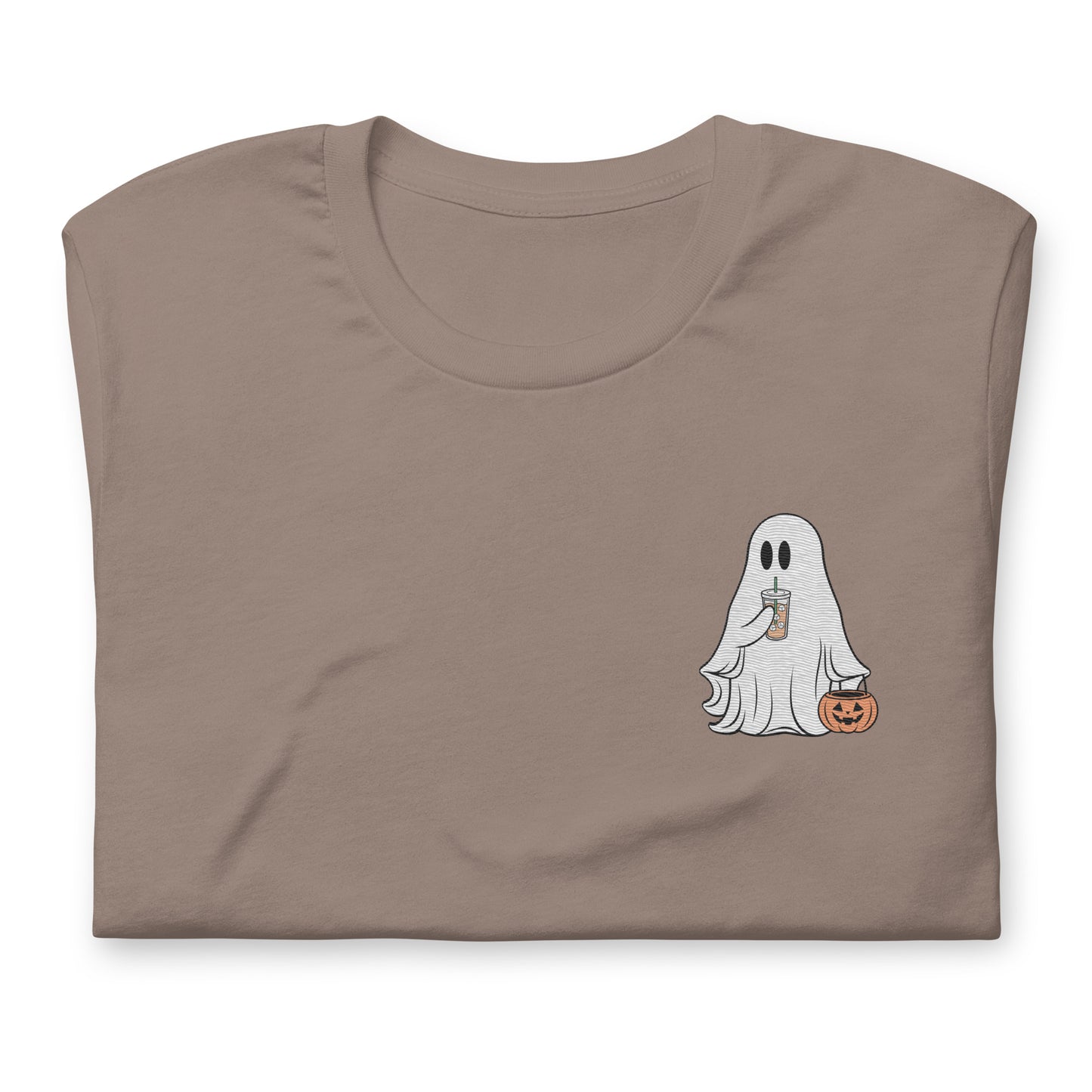 Little Ghost With Iced Coffee Embroidered T-shirt