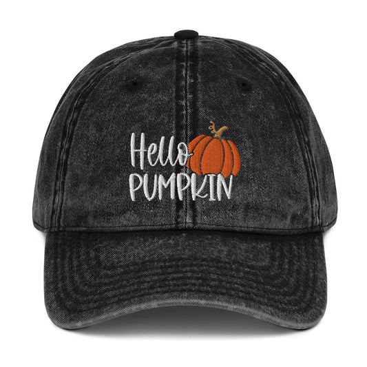 Hello Pumpkin Fall Embroidered Cap