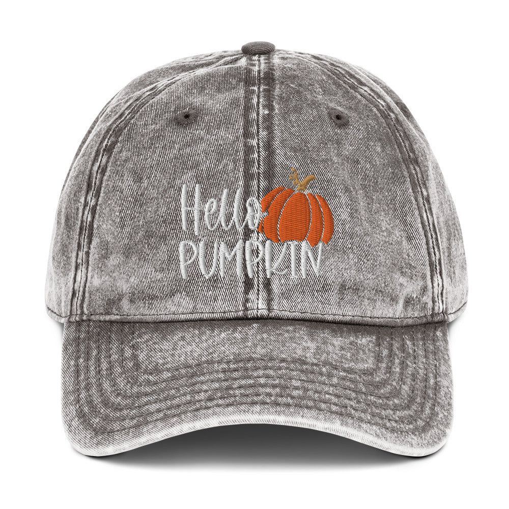 Hello Pumpkin Fall Embroidered Cap