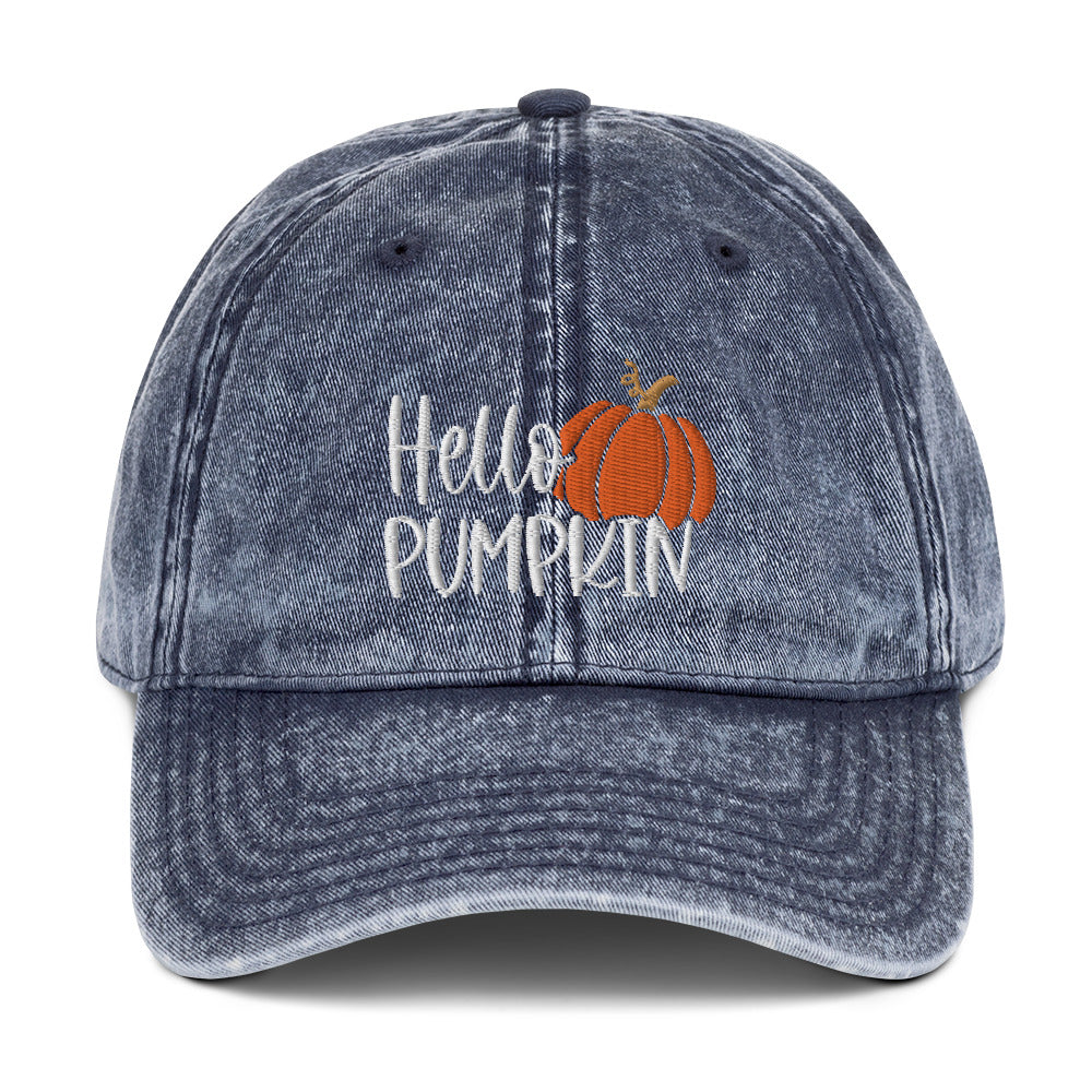 Hello Pumpkin Fall Embroidered Cap