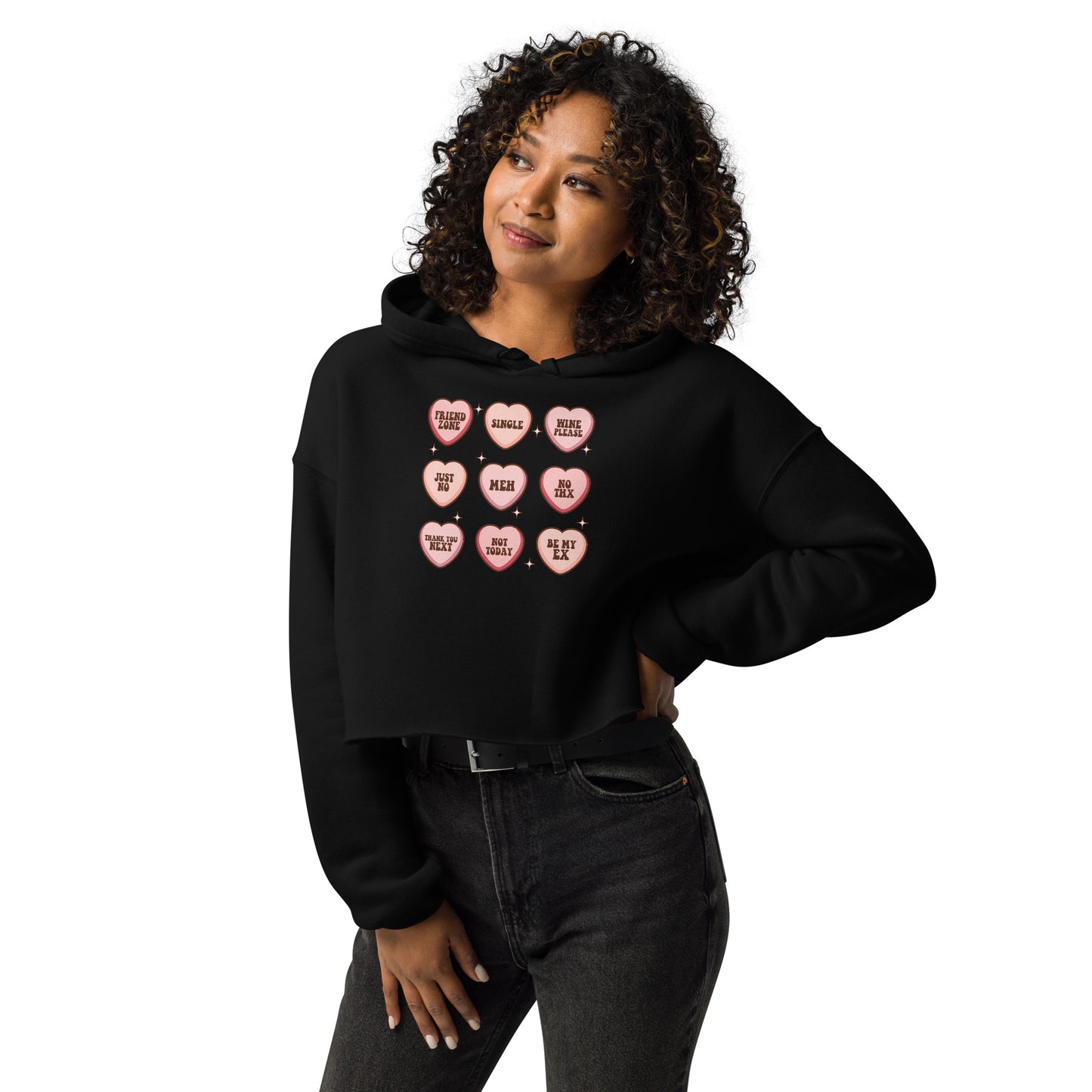 Valentines Day Hearts Crop Hoodie